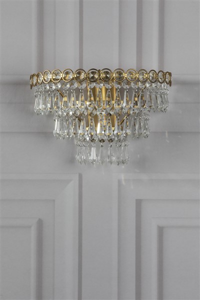 (image for) Laura Ashley Enid Wall Light Faceted Glass and Matt Antique Brass